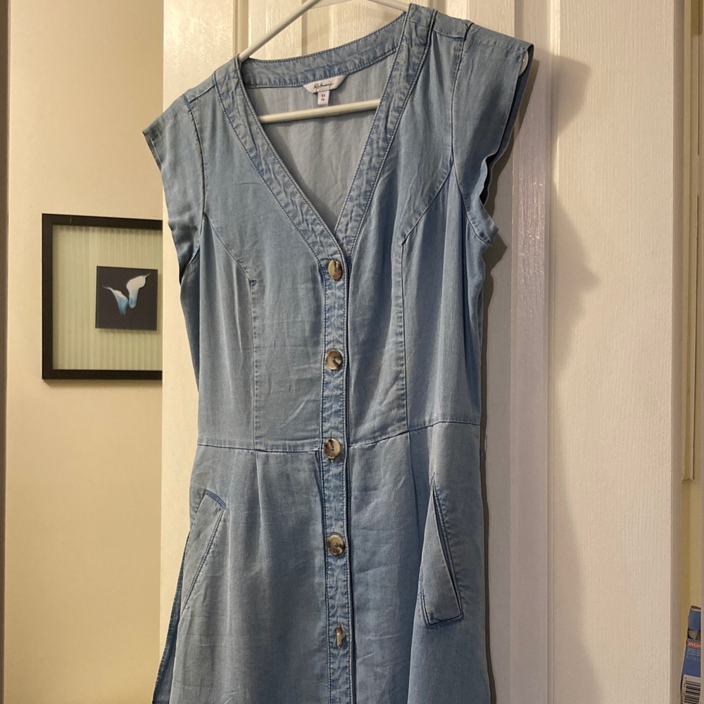 Light Blue Button-Front jean Dress - Picture 2 of 6